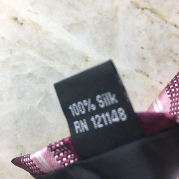 MICHAEL KORS  Silk Regiment Tie in Burgundy  Pink Grey and White - Picture 6 of 10